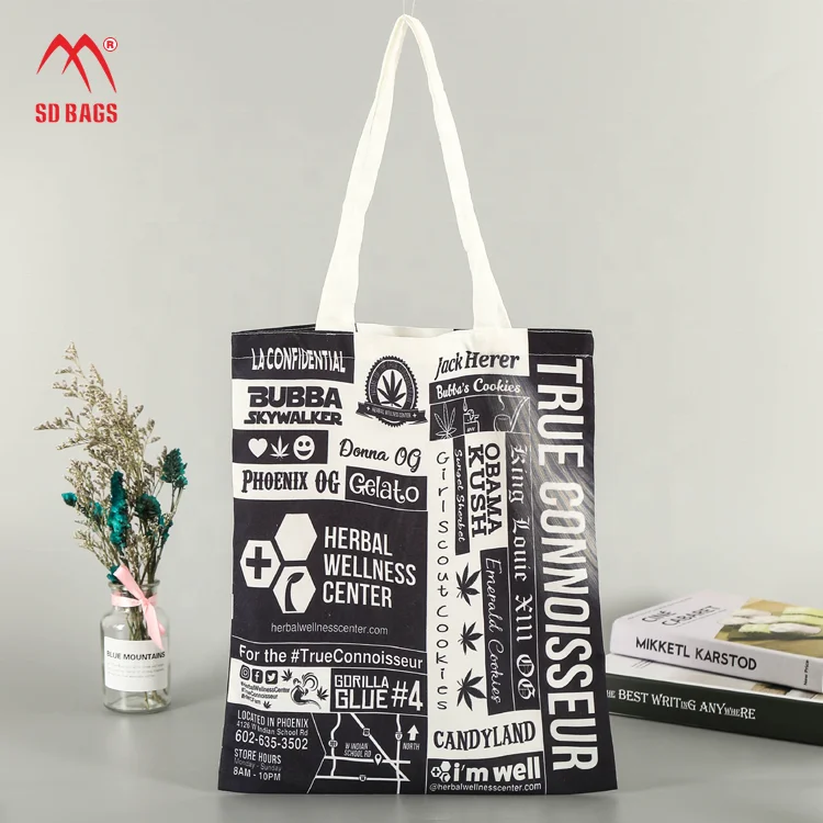 fashion custom printed natural cotton carry tote
