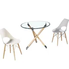 Most Popular Living Room furniture Side Table Fashion Design Modern wood legs glass coffee table