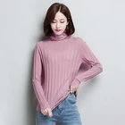 Hot design ladies turtle neck plain pullover handmade knit wool sweater