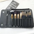 2019 11pcs goat hair high quality professional black gold personalized makeup brushes set with luxe PU bag