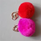 rabbit fur ball keychains rabbit fur pompom key ring pompoms keychain fur