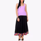 Fashion Women Cotton Multicolor Hemline A-line Black Maxi Skirt