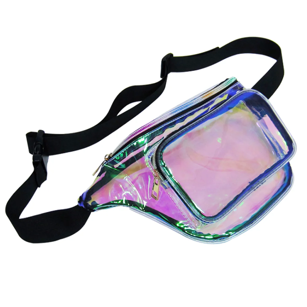 Ready To Ship Clear Waist Fanny Bag Laser Waterproof Fashion Outdoor Dry Bag Colored PVC Transparent TPU Waist Packs