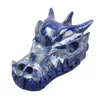 Natural lapis lazuli rock quartz crystal dragon skull head carving Halloween gift