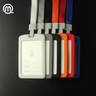 plastic ID card holder with colourful soft frame and string with lanyard