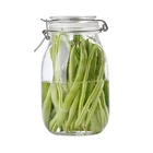 Glass Canister 1800ml Glass Kitchen Storage Canister Airtight Glass Jars With Airtight Hinged Lids