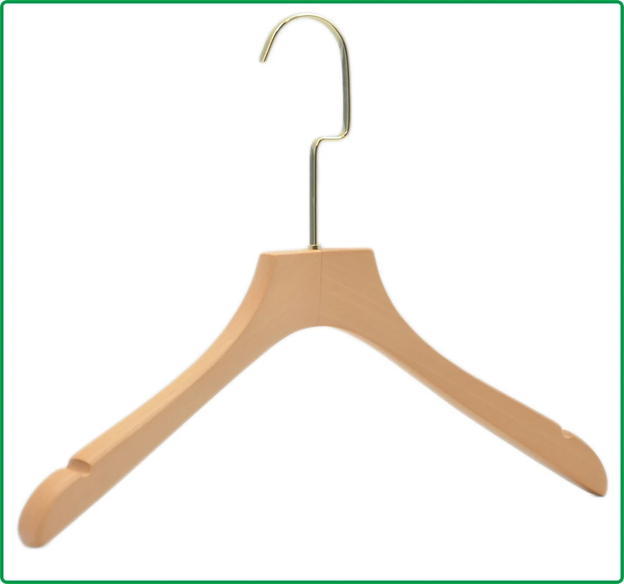 2020 factory new Design customised wooden hangers with Gold Hook Wooden Coat Hanger for suit