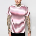 mens wholesale sport shirts printing high quality casual cotton stripes custom logo t shirt