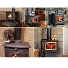 Wood Stove Black Heat Powered Wood Burning Gas Stove Top Silent Eco Friendly Warm Air Fan