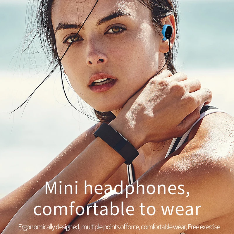 A9 Wireless Bluetooth 5.0 Stereo Headset In-Ear Earphone With Charging Bin Red Blue Black Bluetooth headset in ear fashion - ANKUX.COM