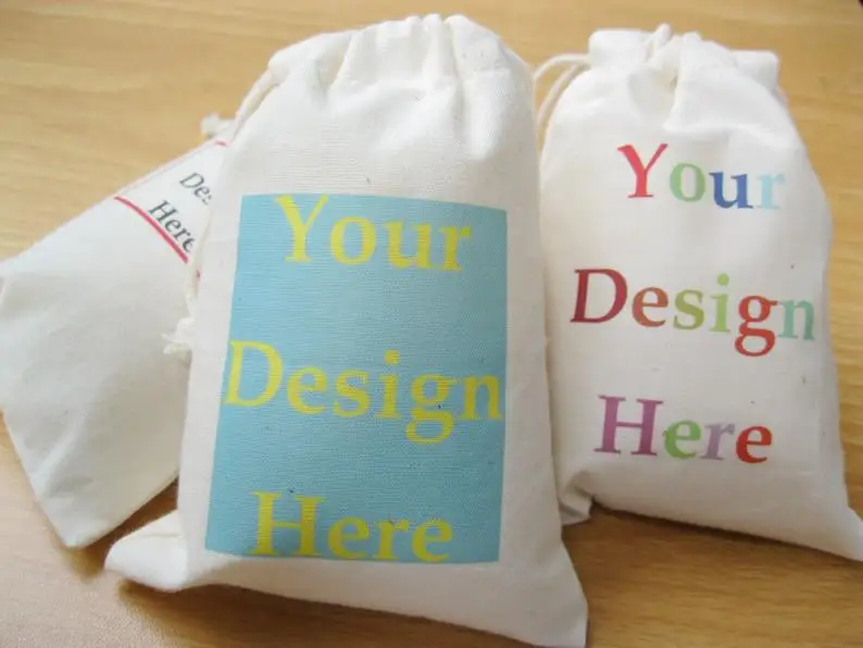 customized design drawstring cotton bag canvas bag for gift