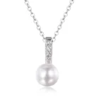 Handmade Jewelry 925 Sterling Silver Diamond Necklace Pearl