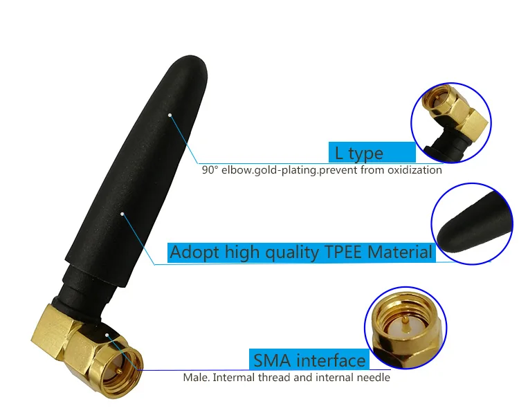 2.5dBi Gain Omni Directional WIFI 2.4GHz Zigbee WIFI Elbow Antenna - ANKUX.COM