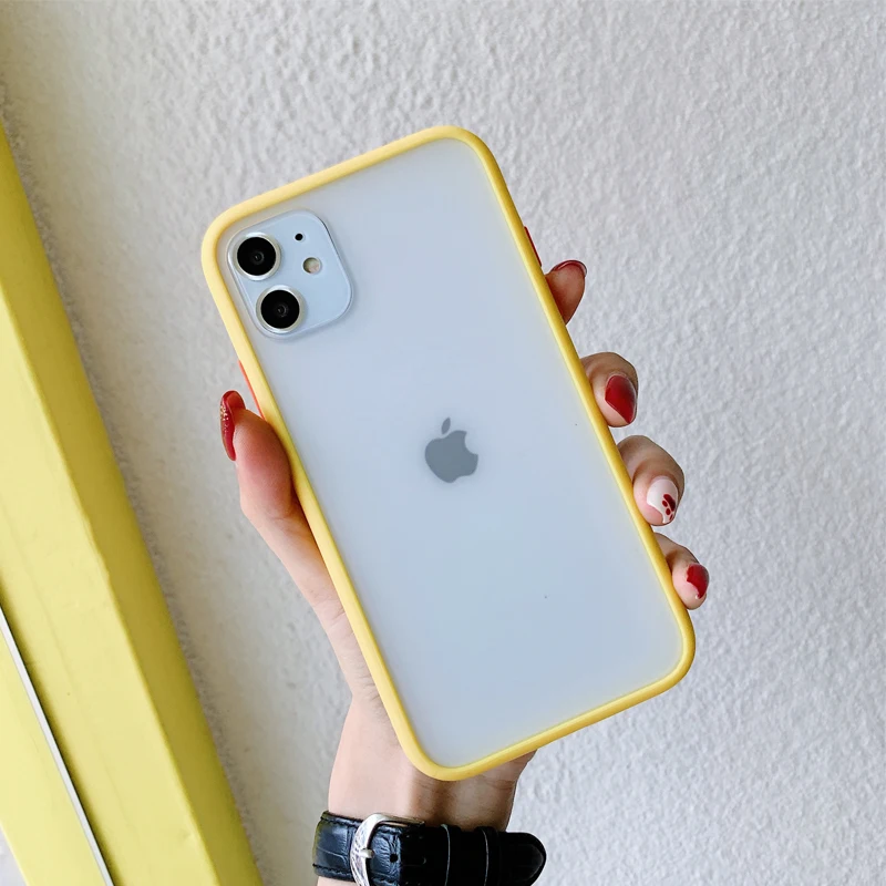 New Frosted Matte PC Translucent Color Button Matte Skin Shockproof TPU Phone Case For iPhone SE 11 Pro Max XS XR 6s 7s 8s Plus