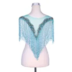 High quality wholesale beaded bridal wedding evening dress tassel fringe and trims rhinestone neckline applique