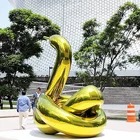 Large outdoor swan metal dog gold animal modern art balloon stainless steel sculpture