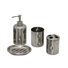BX 4 pieces ss bathroom set metal durable soap dispenser pump toothbrush holder tumbler soap dish bath set