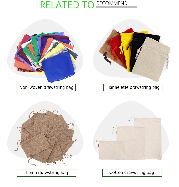 reusable jute and cotton canvas drawstring bag storage bag for