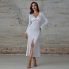 Womens Clothing V Neck Dresses Women Lady Elegant Long Sleeve Poet Maxi Cut Out Shein Casual Dress