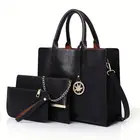 Leather Handbag Pu Leather Ladies Solid Color Messenger Bag Shoulder Bag Wallet Bags 3 Piece Designer Women Handbag Set