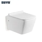 Commode Ceramic Concealed Cistern Gravity Porcelain Wall Mounted Washroom Square WC Toilet Wall Commode