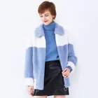 Hot Fashion Style Women Outwear Real Fur Coat Mixed Color Winter Thick Warm wool Coat