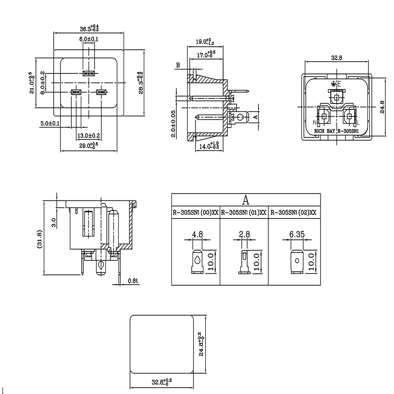 JEC IEC C20 Male outlet panel Duplex power extension socket 250V 16A
