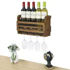 Wood High Quality Morden Rustic Durable Multi Functional Home Display Wooden Wall Wine Rack