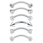 16G Curved Barbel Eyebrow Ring 316 Surgical Steel Navel Belly Lip Ring Body Piercing Jewelry