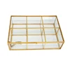 Small square gold metal glass jewelry storage box