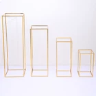 Rectangle Gold Metal Wedding Flower Vase,Flower Stand for Table Centerpiece