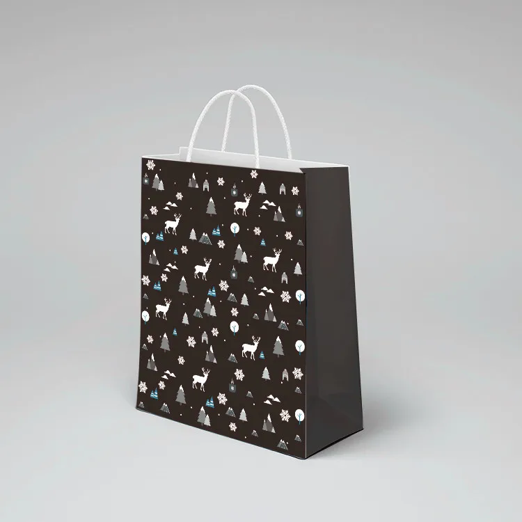 product-Dezheng-2020 new product dark black custom printed on glossy paper small black paper bag gif-2