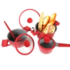 12pieces die-cast red color aluminum marble non stick-coating cookware set with induction bottom