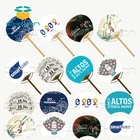 Customized paper printing hand held round fans circular hand fans as gifts