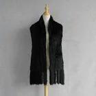 Winter Long Thick Warmer Women Soft Fluffy Knitting Real Rabbit Fur Scarf Shawl