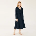 fashion women evening dress party clothes V-neck autumn apparel