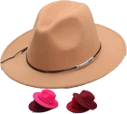 Vintage Men Women Belt Felt Hat Wide Brim Fedora Trilby Panama Hat Gangster Cap mental buckle