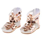 Golden Sandals PU Leather Shoes Clothes Accessories For 18'' American Doll Dress Up