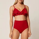 Customized String Bikini Sexy High Waist Swim Suit Ruffle Swimsuit 2020 Womens Oem Swimwear