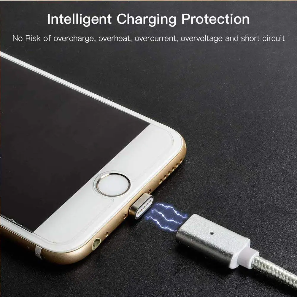 2 in 1 Magnetic USB Cable 3.3ft Lighting and Micro USB Braided Charging Sync Cord for Android and Apple Devices (Silver) - ANKUX.COM