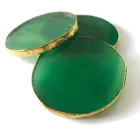 Green agate coaster gold rim table decoration/home decor/wedding decoration