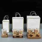 Disposable for Food Delivery Twisted Flat Bags Brown Takeout Kraft Paper Bag With Handle