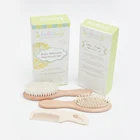 Wooden Baby Hair Brush Bottle Baby Brush and Comb Set With Goat Hair Bristles Infant Hair Helps Prevent Cradle Cap