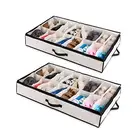 Foldable Underbed Bags Set of 2 Shoes Organizer Storage with Clear Window and Handles