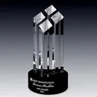 Personalized Award Four oblique crystal glass columns trophy with black base