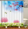 Peach Blossom Resistant Shower Curtain,Anti Fungal Shower Curtain/