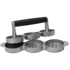 3 Slot Triple Mini Aluminium Hamburger Burger Press with Wood Handle