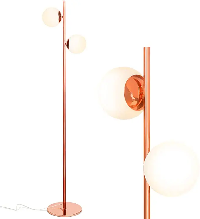 Modern 2 Globe Floor Lamp Contemporary LED Standing Light for Bedroom Office