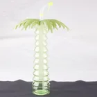 Beach swimming pool long neck coconut tree plastic novelty cups plastic party yard cups with straw