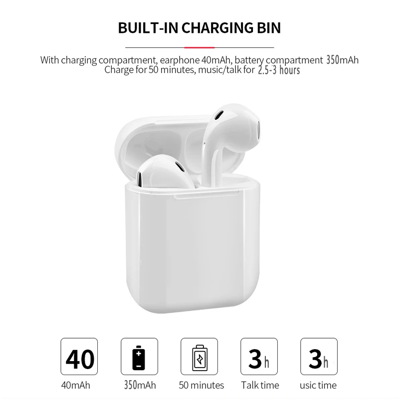 i12 TWS 2019 NEW RedMark Original BT Bluetooth 5.0 Earphone Wireless 40mAh/350mAh Touch control Earbuds Sport Headsets tws i12 - ANKUX.COM